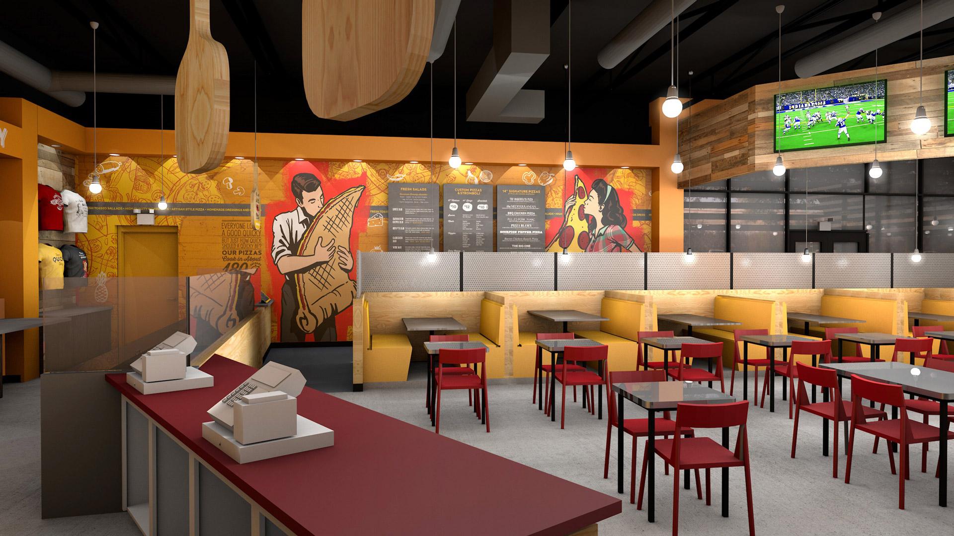 Quicky Pizza Luna Creative Graphic Design San Antonio 3D Design Restaurant
